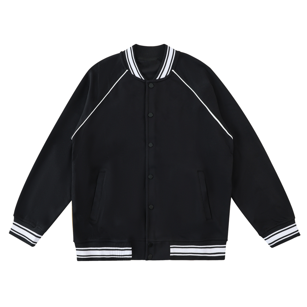 Contrast Trim Raglan Varsity Jacket