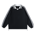 Contrast Striped Lapel Collar Sweatshirt