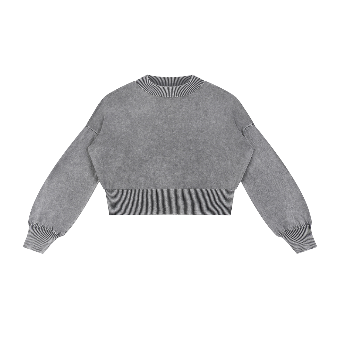 Mineral Wash Balloon Sleeve Cropped Sweater