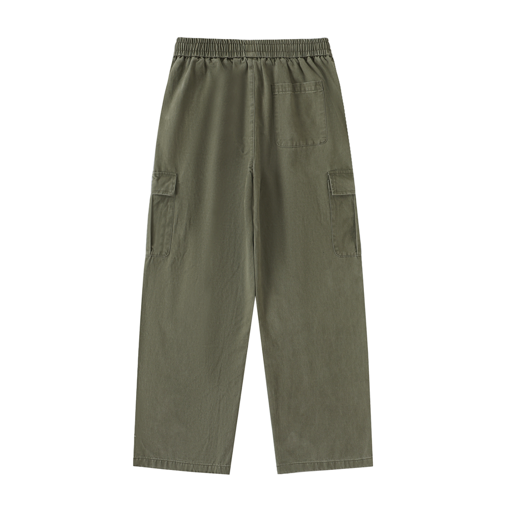 Drawstring Waist Straight-Leg Cargo Pants
